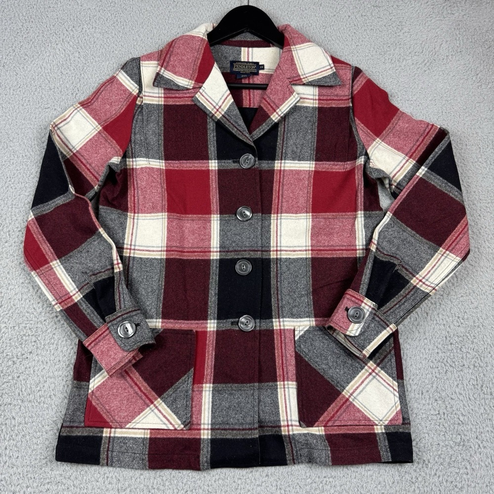 Vintage Pendleton 49er Jacket Women XS Tartan Plaid 100% Virgin Wool USA Shacket